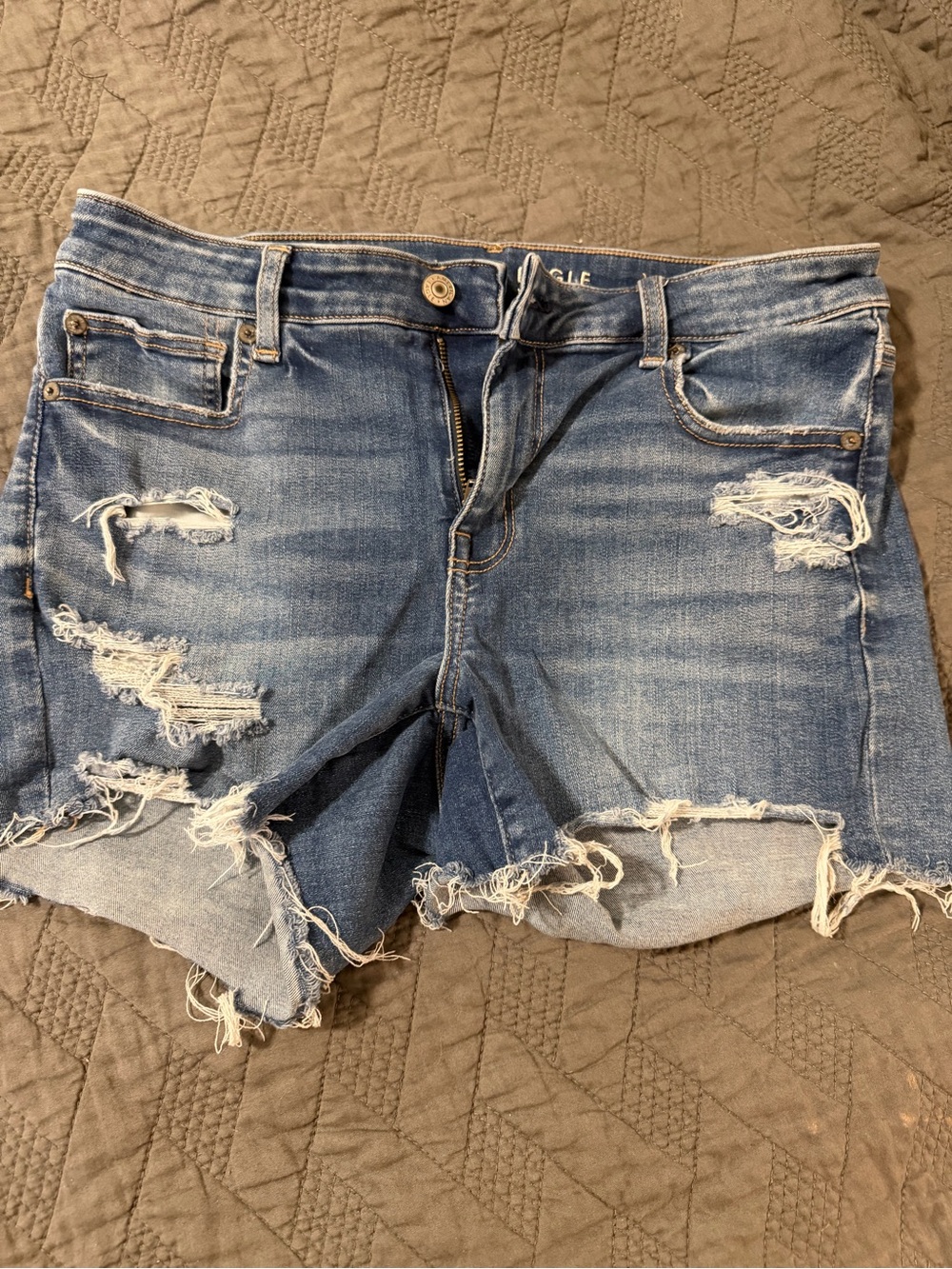 aerie Light Blue Distressed Denim Cutoff Shorts